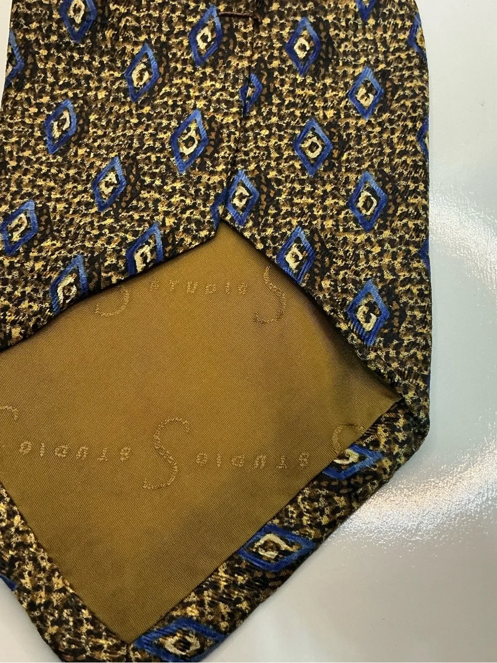 Robert Talbott Studio Brown Tie with Blue Diamond Motif